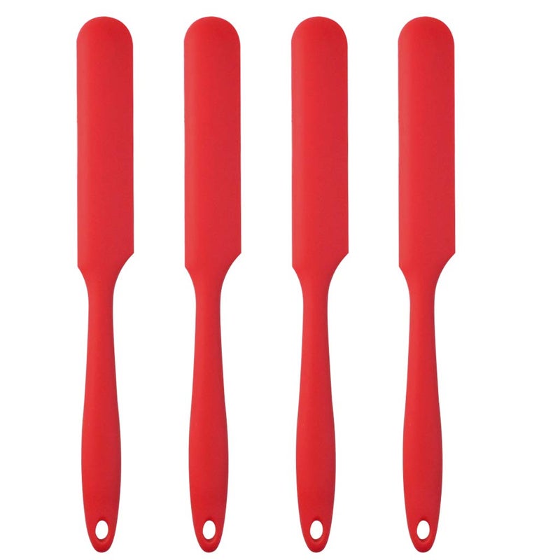 SUMERSHA 4pcs Silicone Spatula Set Heat Resistant Cake Cream Butter Spatulas Mixing Batter Scraper Non-Stick Flexible Baking Cooking Tool 4 Colors (red) - Image 1